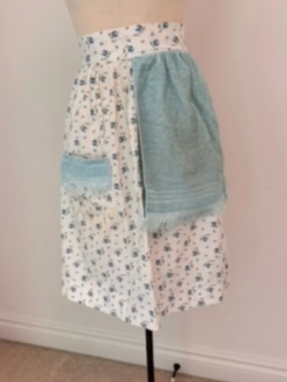 Handmade Vintage Floral Cotton Half Apron: Cottagecore Farmhouse Kitchen